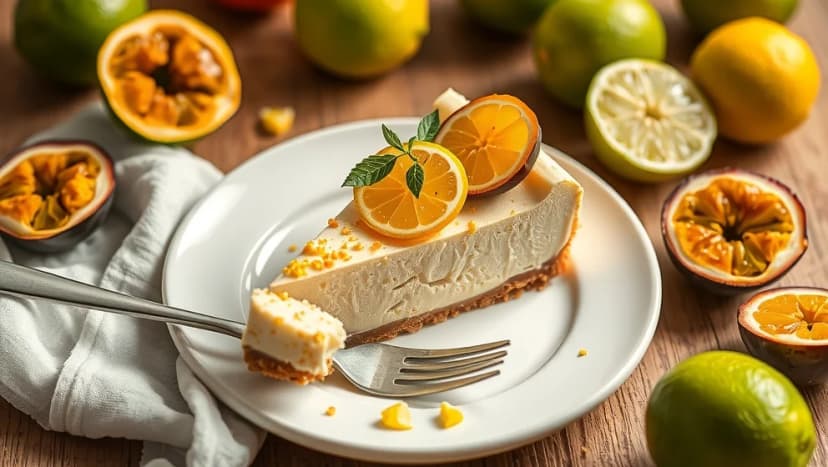 Lime och passionsfrukt cheesecake